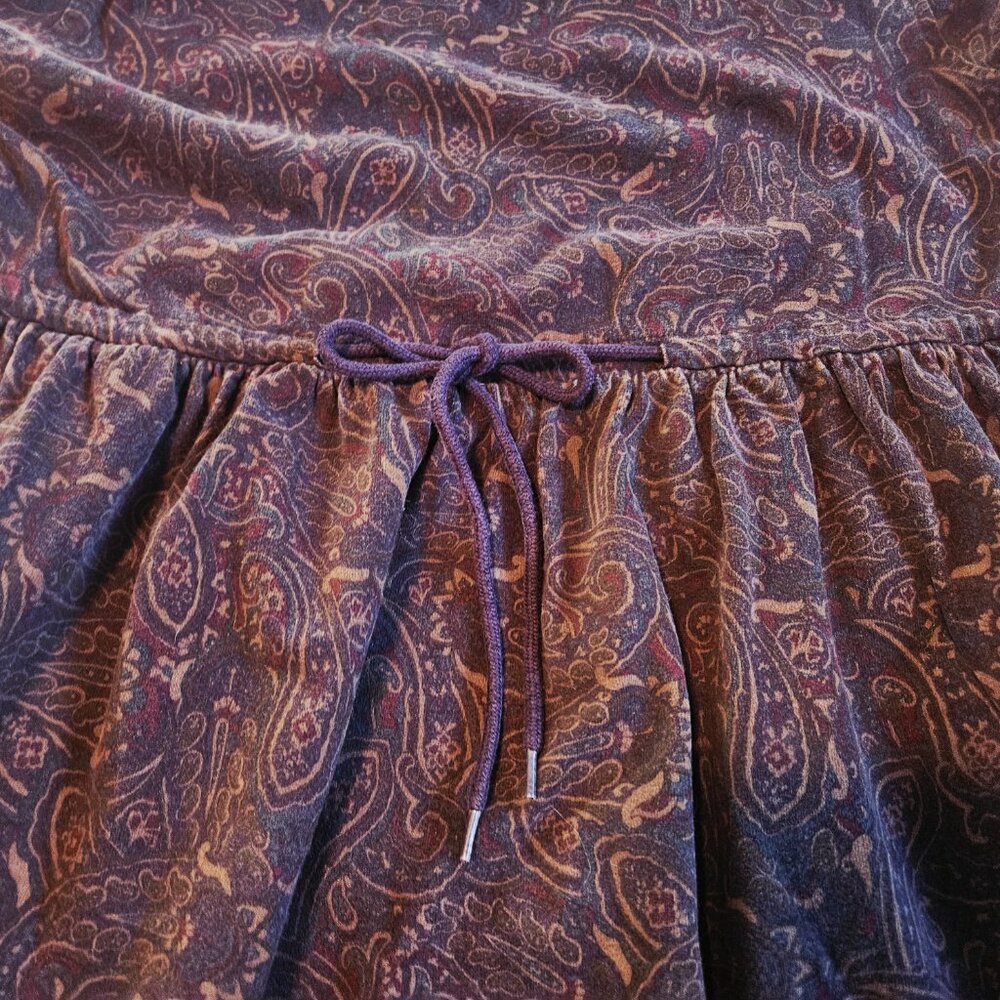 Jones Wear Sport Vintage Cotton Dress  Paisley Pattern Drawstring Waist Size M - Picture 5 of 8